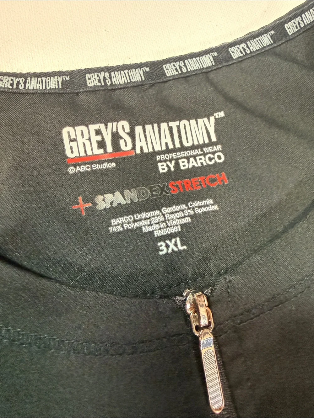 Grey's Anatomy Black Lightweight Zip-Front Shirt Jacket Nurse
